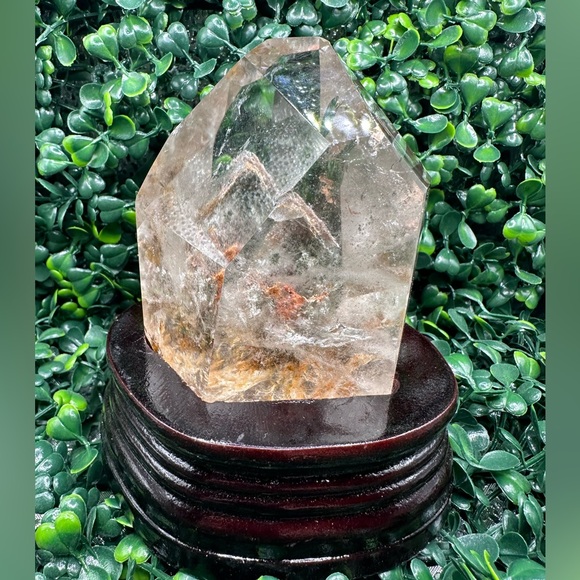 Garden Quartz (lodolite) Free From on Custom Wooden Stand - Picture 1 of 8